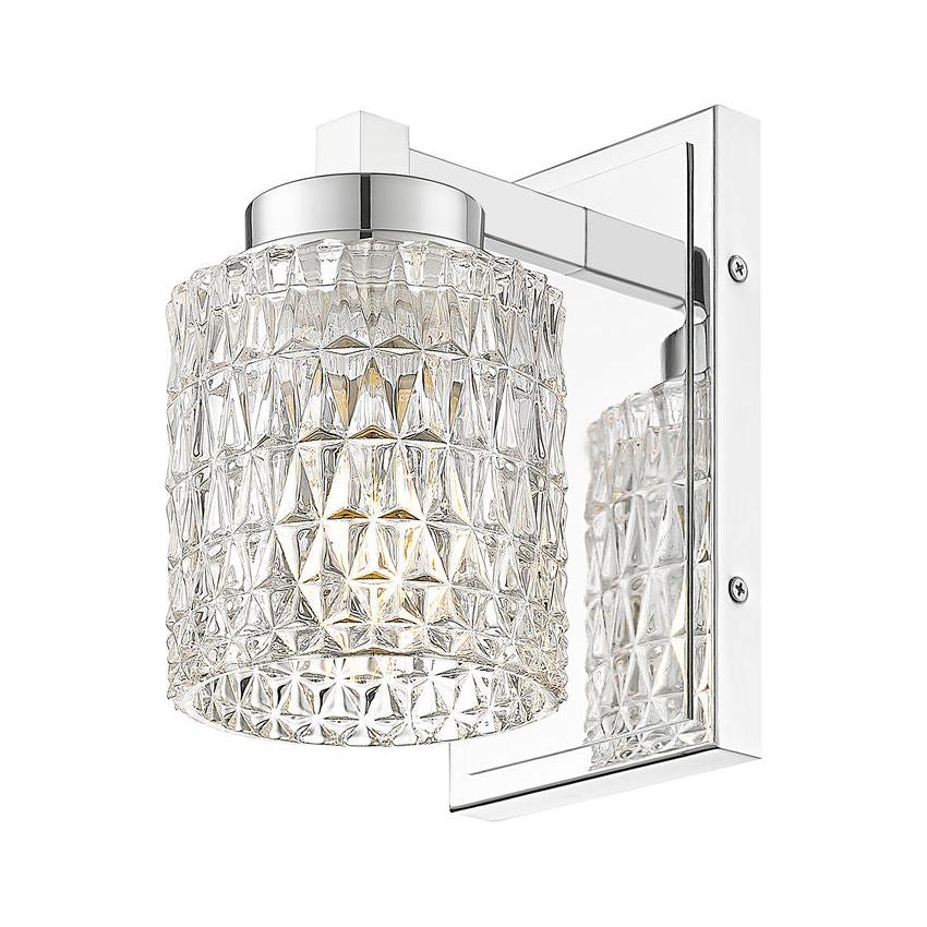Z-Lite Jacqueline 7" 1-Light Chrome Steel Frame Clear Diamond Glass Shade Wall Sconce