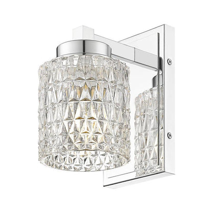 Z-Lite Jacqueline 7" 1-Light Chrome Steel Frame Clear Diamond Glass Shade Wall Sconce