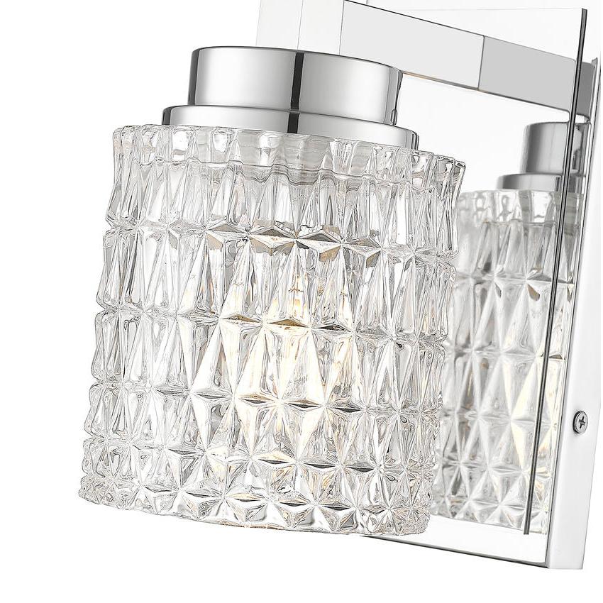 Z-Lite Jacqueline 7" 1-Light Chrome Steel Frame Clear Diamond Glass Shade Wall Sconce