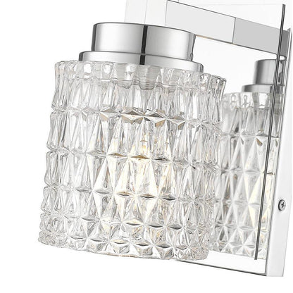 Z-Lite Jacqueline 7" 1-Light Chrome Steel Frame Clear Diamond Glass Shade Wall Sconce