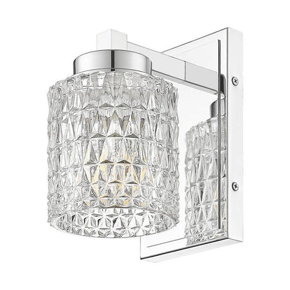 Z-Lite Jacqueline 7" 1-Light Chrome Steel Frame Clear Diamond Glass Shade Wall Sconce