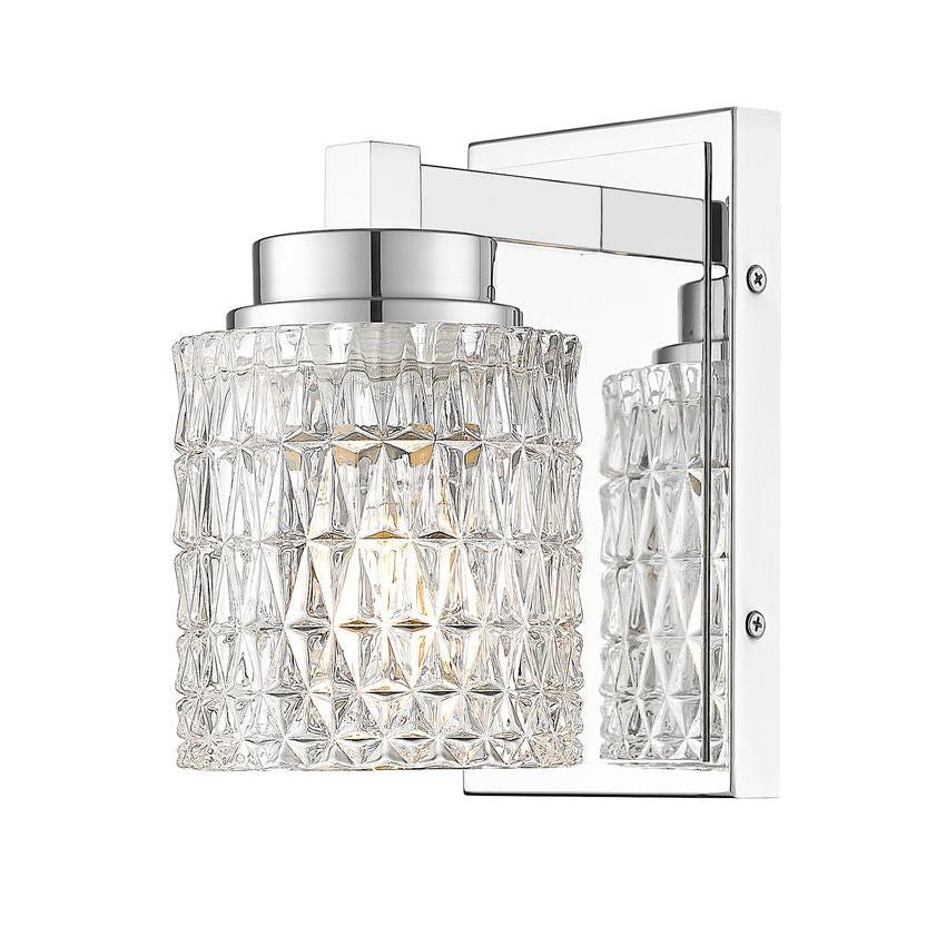 Z-Lite Jacqueline 7" 1-Light Chrome Steel Frame Clear Diamond Glass Shade Wall Sconce