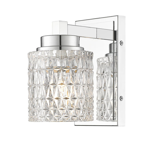 Z-Lite Jacqueline 7" 1-Light Chrome Steel Frame Clear Diamond Glass Shade Wall Sconce