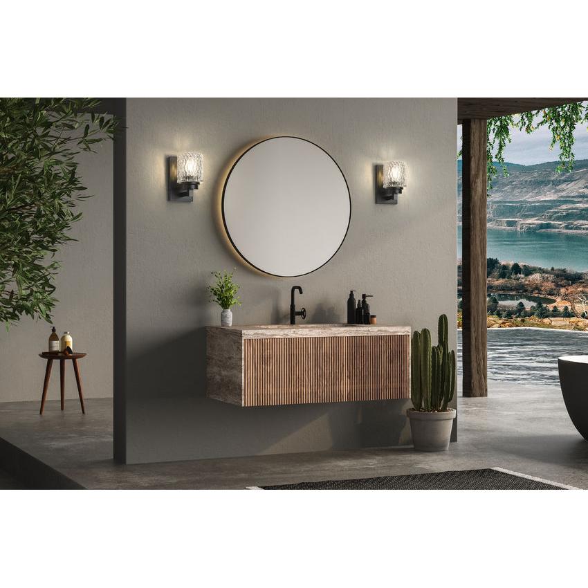 Z-Lite Jacqueline 7" 1-Light Matte Black Steel Frame Clear Diamond Glass Shade Wall Sconce