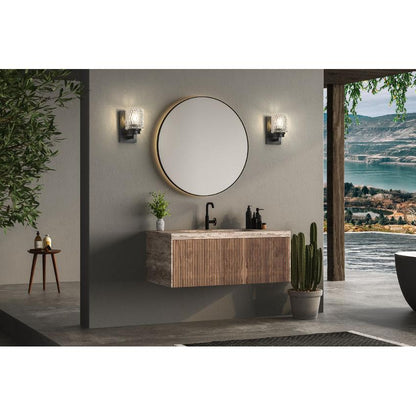 Z-Lite Jacqueline 7" 1-Light Matte Black Steel Frame Clear Diamond Glass Shade Wall Sconce