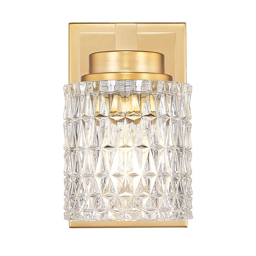 Z-Lite Jacqueline 7" 1-Light Modern Gold Steel Frame Clear Diamond Glass Shade Wall Sconce