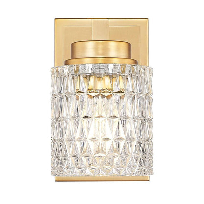 Z-Lite Jacqueline 7" 1-Light Modern Gold Steel Frame Clear Diamond Glass Shade Wall Sconce
