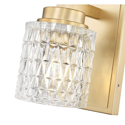 Z-Lite Jacqueline 7" 1-Light Modern Gold Steel Frame Clear Diamond Glass Shade Wall Sconce