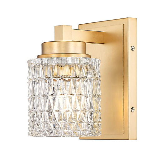 Z-Lite Jacqueline 7" 1-Light Modern Gold Steel Frame Clear Diamond Glass Shade Wall Sconce