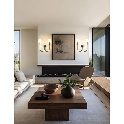 Z-Lite Jisele 20" 2-Light Matte Black Steel Frame White Linen Shade Wall Sconce