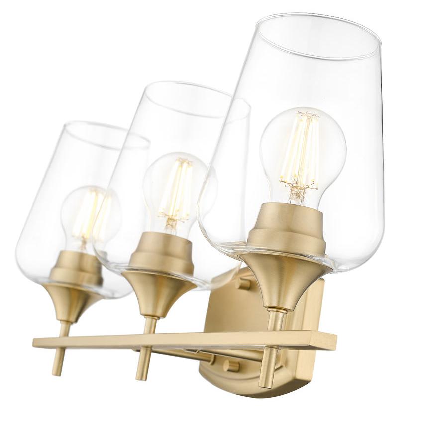 Z-Lite Joliet 22" 3-Light Burnished Brass Steel Frame Clear Glass Shade Vanity Light