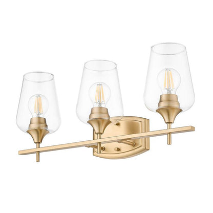 Z-Lite Joliet 22" 3-Light Burnished Brass Steel Frame Clear Glass Shade Vanity Light