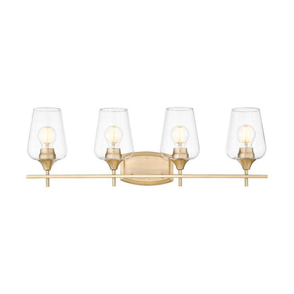 Z-Lite Joliet 30" 4-Light Burnished Brass Steel Frame Clear Glass Shade Vanity Light