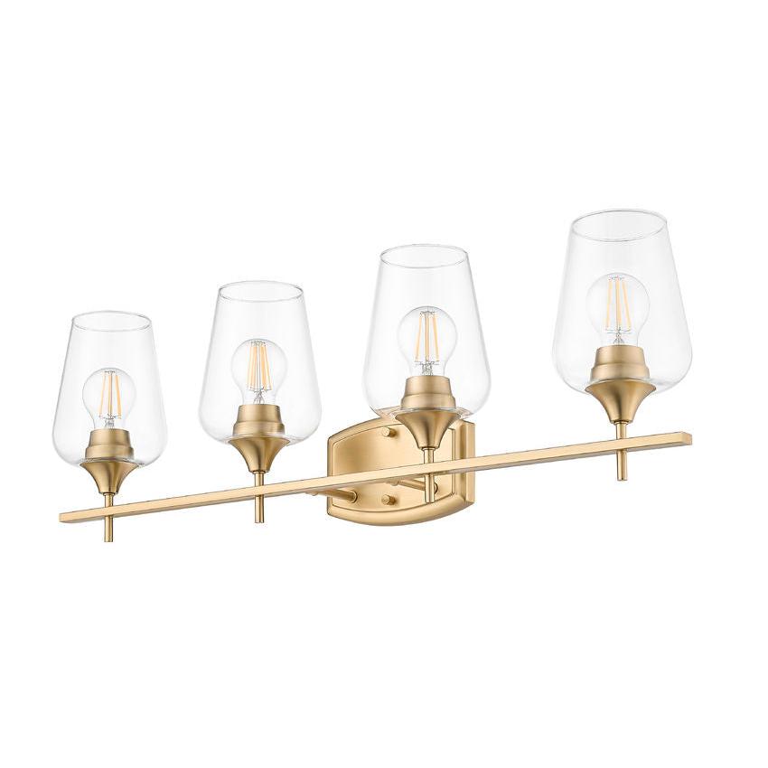 Z-Lite Joliet 30" 4-Light Burnished Brass Steel Frame Clear Glass Shade Vanity Light
