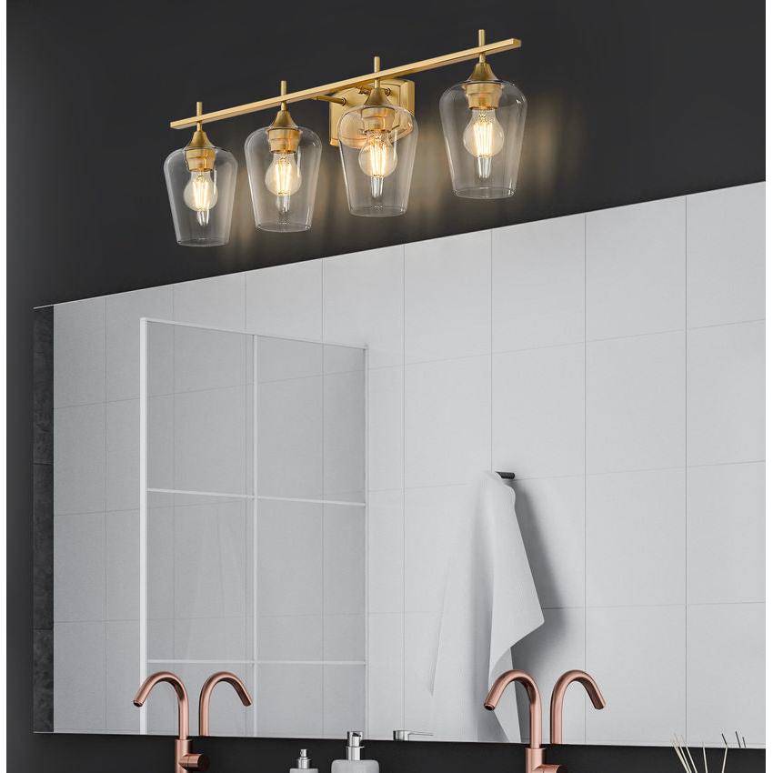 Z-Lite Joliet 30" 4-Light Burnished Brass Steel Frame Clear Glass Shade Vanity Light