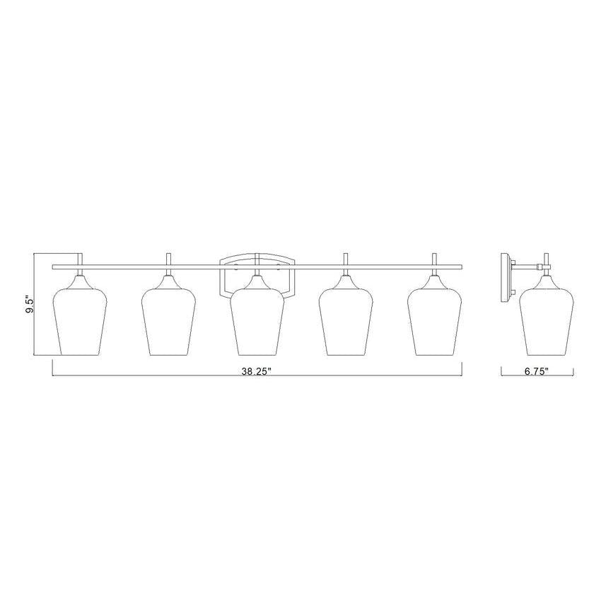 Z-Lite Joliet 38" 5-Light Burnished Brass Steel Frame Clear Glass Shade Vanity Light