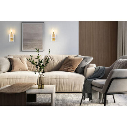 Z-Lite Kaden 1-Light Candelabra Bulb Base Modern Gold Steel Frame Stone Alabaster Shade Wall Sconce