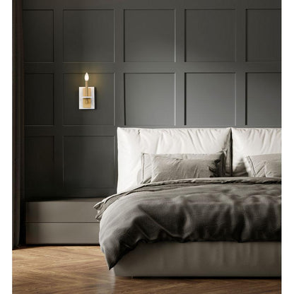 Z-Lite Kaden 1-Light Candelabra Bulb Base Modern Gold Steel Frame Stone Alabaster Shade Wall Sconce