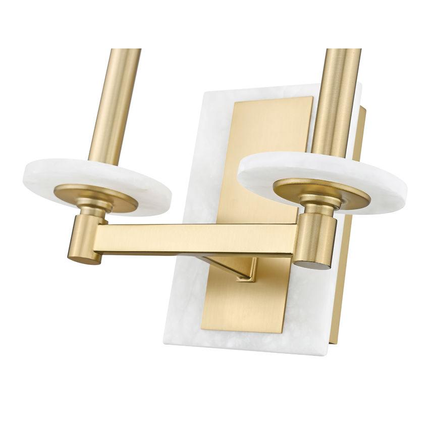 Z-Lite Kaden 2-Light Candelabra Bulb Base Modern Gold Steel Frame Stone Alabaster Shade Wall Sconce