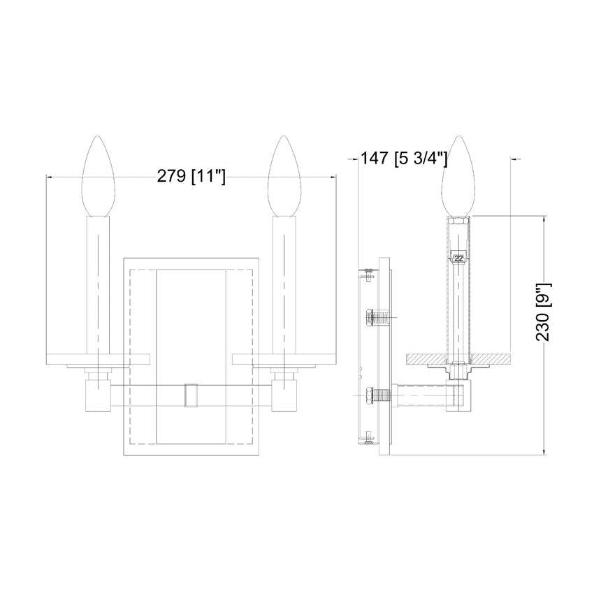 Z-Lite Kaden 2-Light Candelabra Bulb Base Matte Black Steel Frame Stone Alabaster Shade Wall Sconce