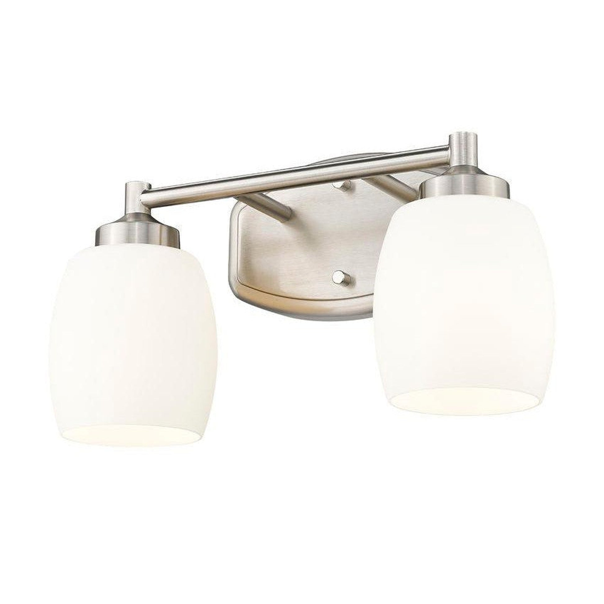 Z-Lite Kendrick 15" 2-Light Brushed Nickel Steel Vanity Light With Matte Opal Glass Shade