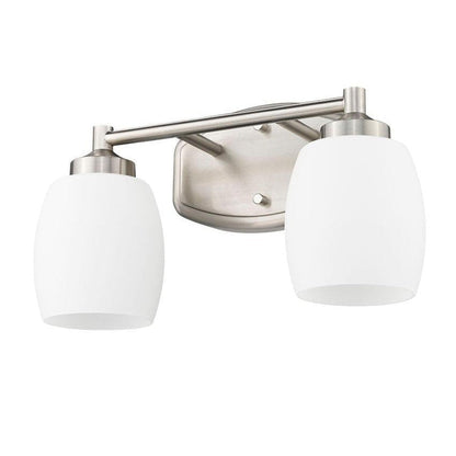 Z-Lite Kendrick 15" 2-Light Brushed Nickel Steel Vanity Light With Matte Opal Glass Shade