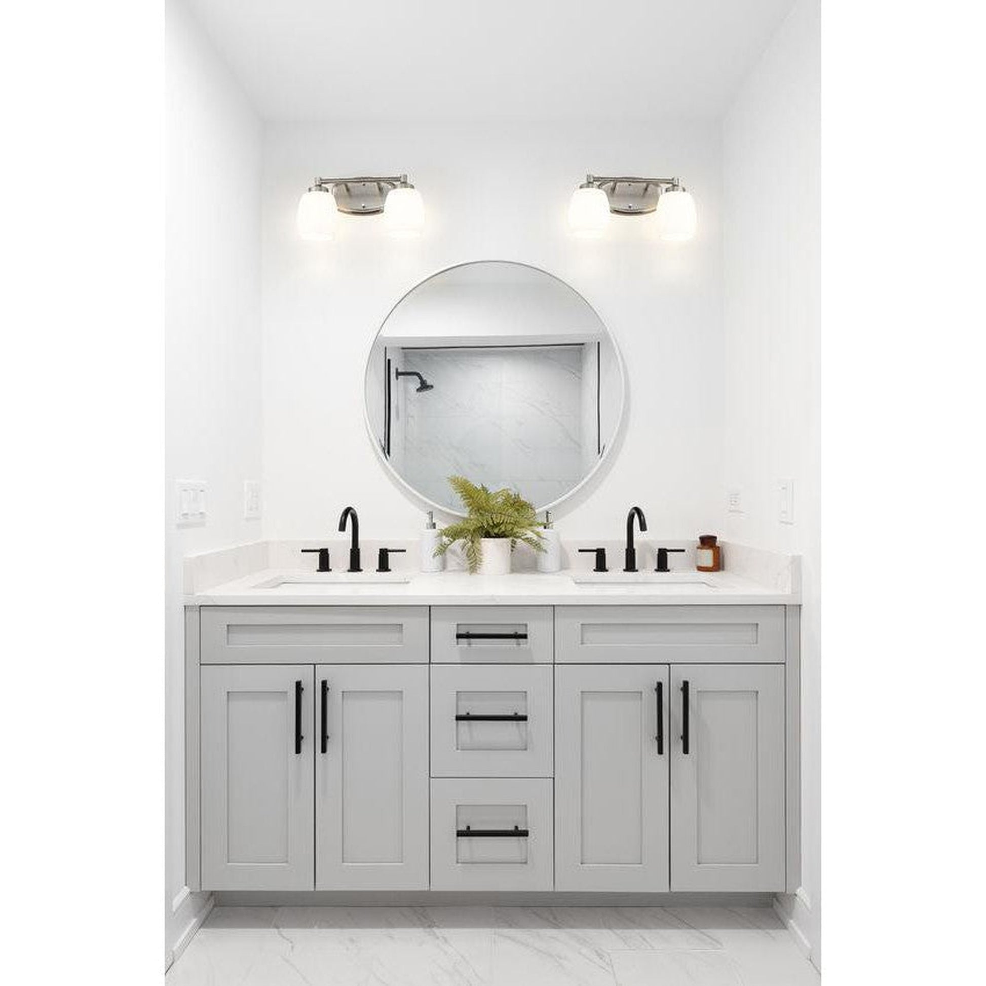 Z-Lite Kendrick 15" 2-Light Brushed Nickel Steel Vanity Light With Matte Opal Glass Shade