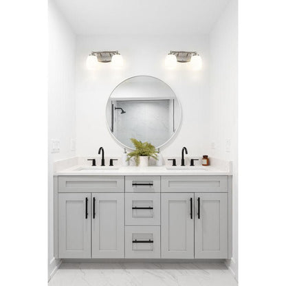 Z-Lite Kendrick 15" 2-Light Brushed Nickel Steel Vanity Light With Matte Opal Glass Shade