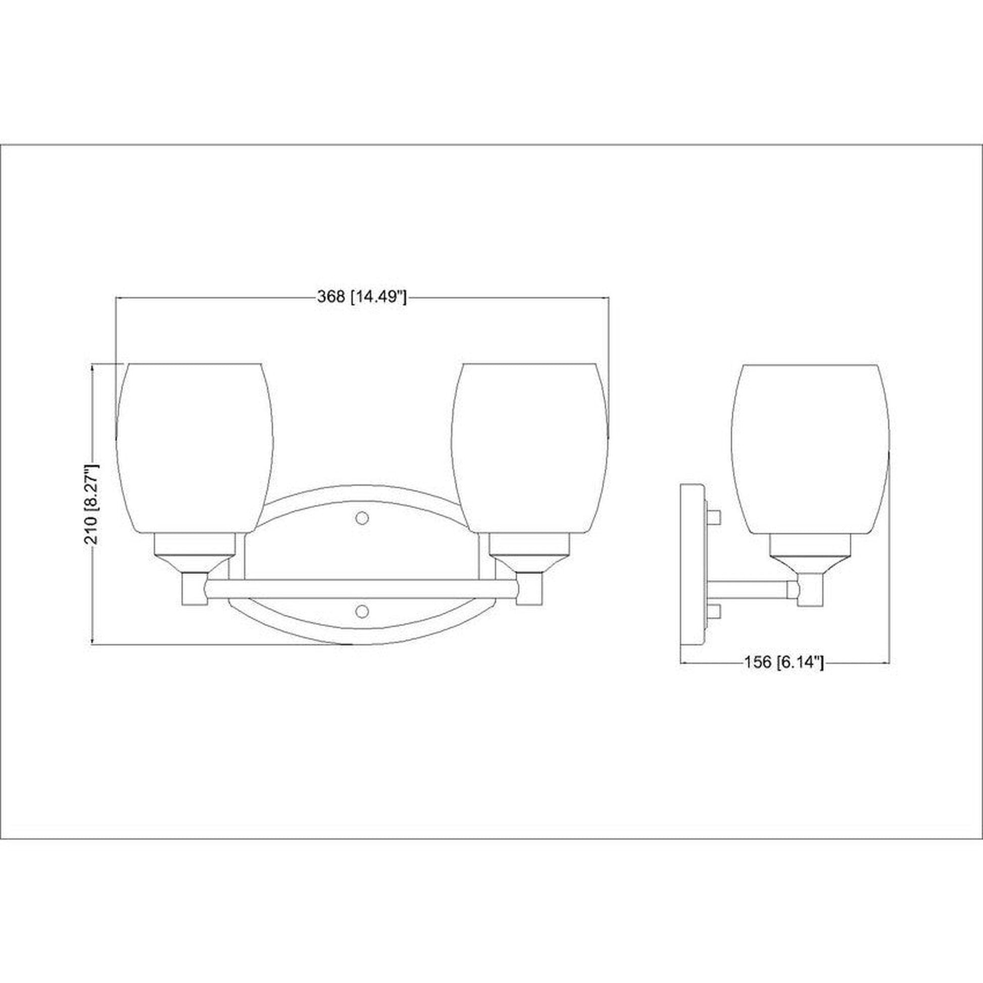 Z-Lite Kendrick 15" 2-Light Brushed Nickel Steel Vanity Light With Matte Opal Glass Shade