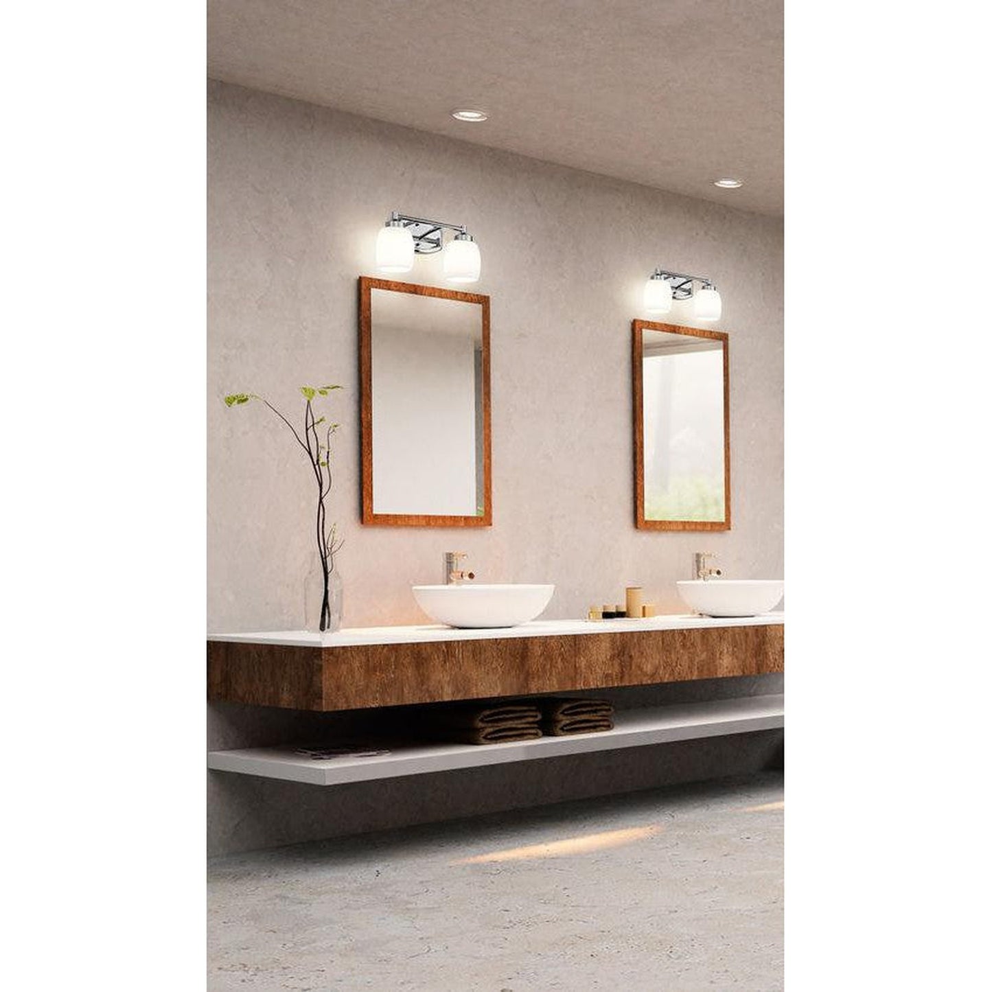 Z-Lite Kendrick 15" 2-Light Chrome Steel Vanity Light With Matte Opal Glass Shade