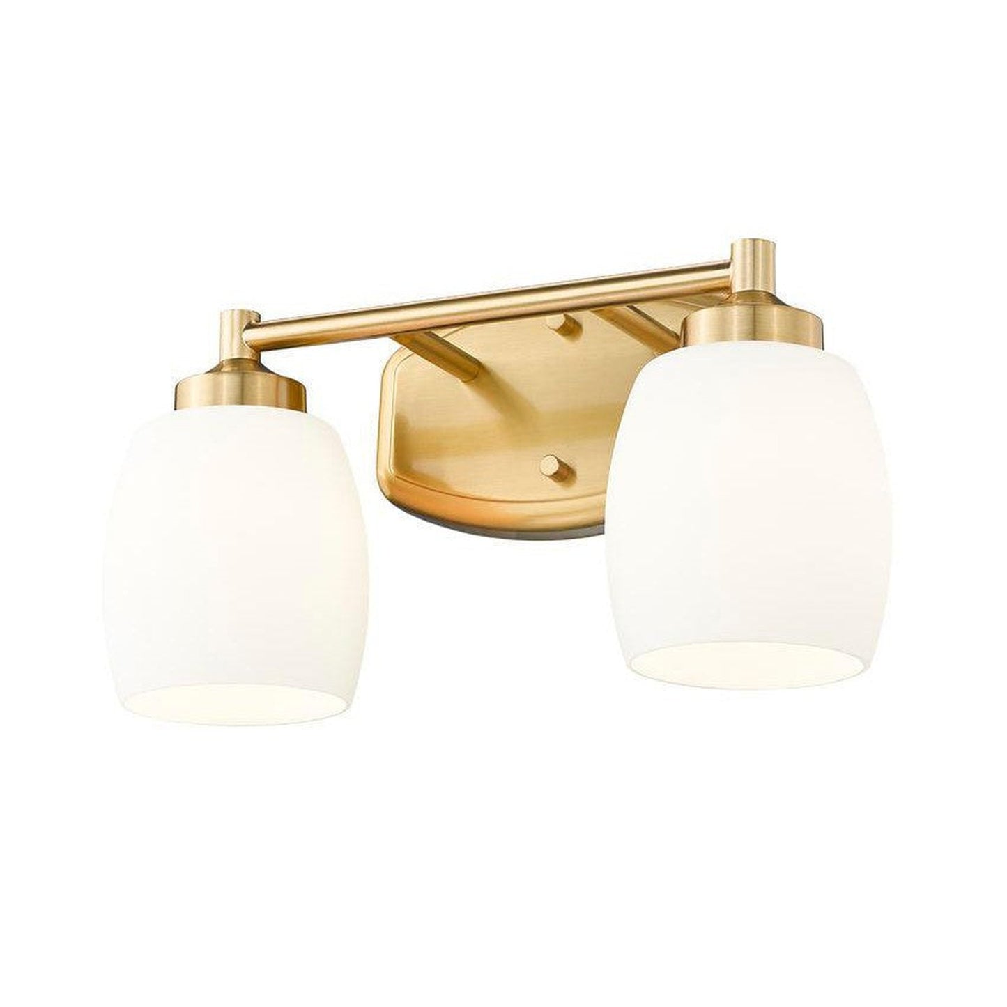 Z-Lite Kendrick 15" 2-Light Luxe Gold Steel Vanity Light With Matte Opal Glass Shade