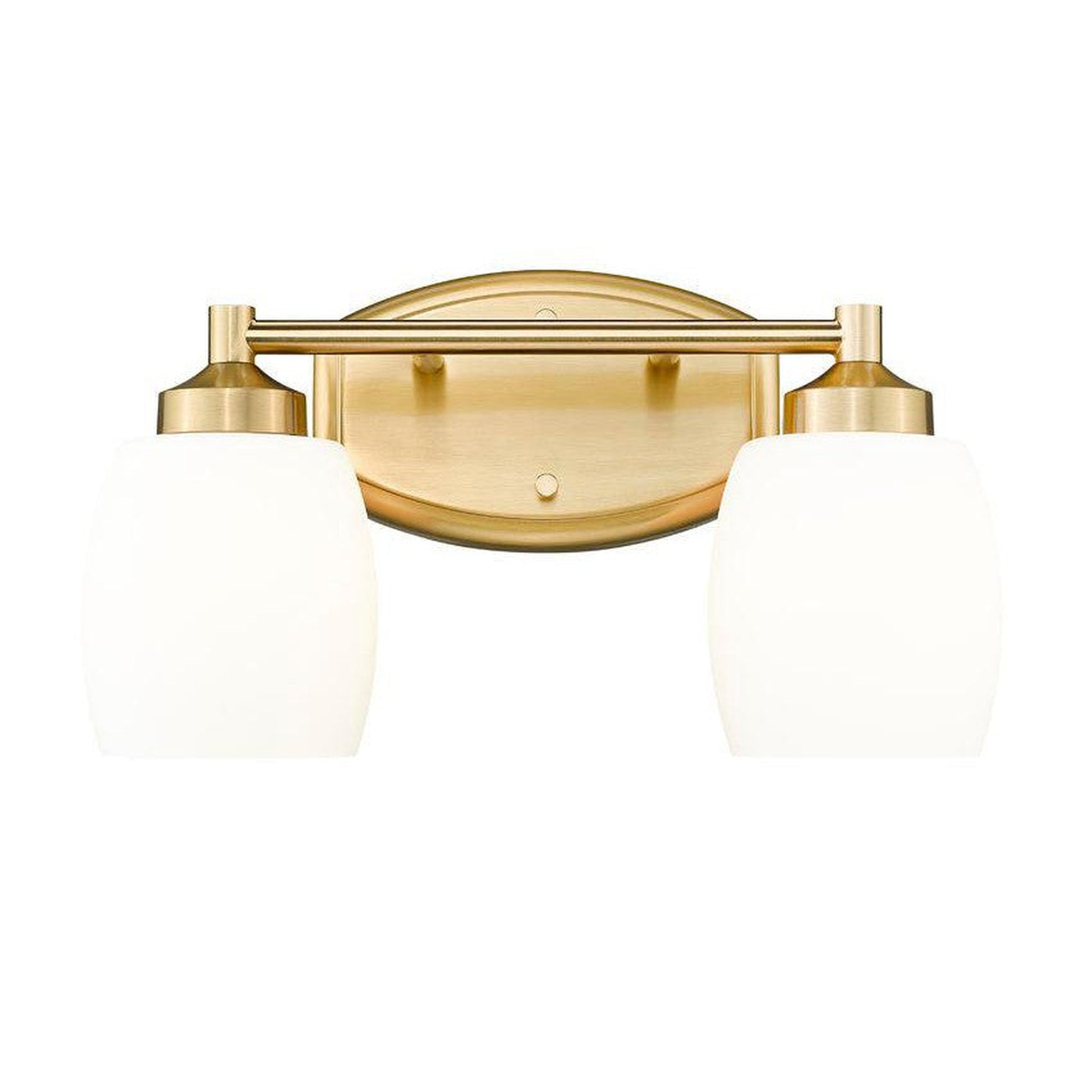 Z-Lite Kendrick 15" 2-Light Luxe Gold Steel Vanity Light With Matte Opal Glass Shade