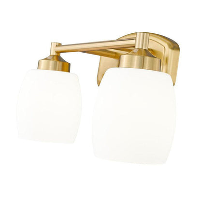 Z-Lite Kendrick 15" 2-Light Luxe Gold Steel Vanity Light With Matte Opal Glass Shade