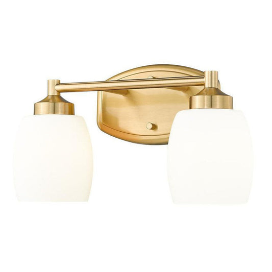 Z-Lite Kendrick 15" 2-Light Luxe Gold Steel Vanity Light With Matte Opal Glass Shade