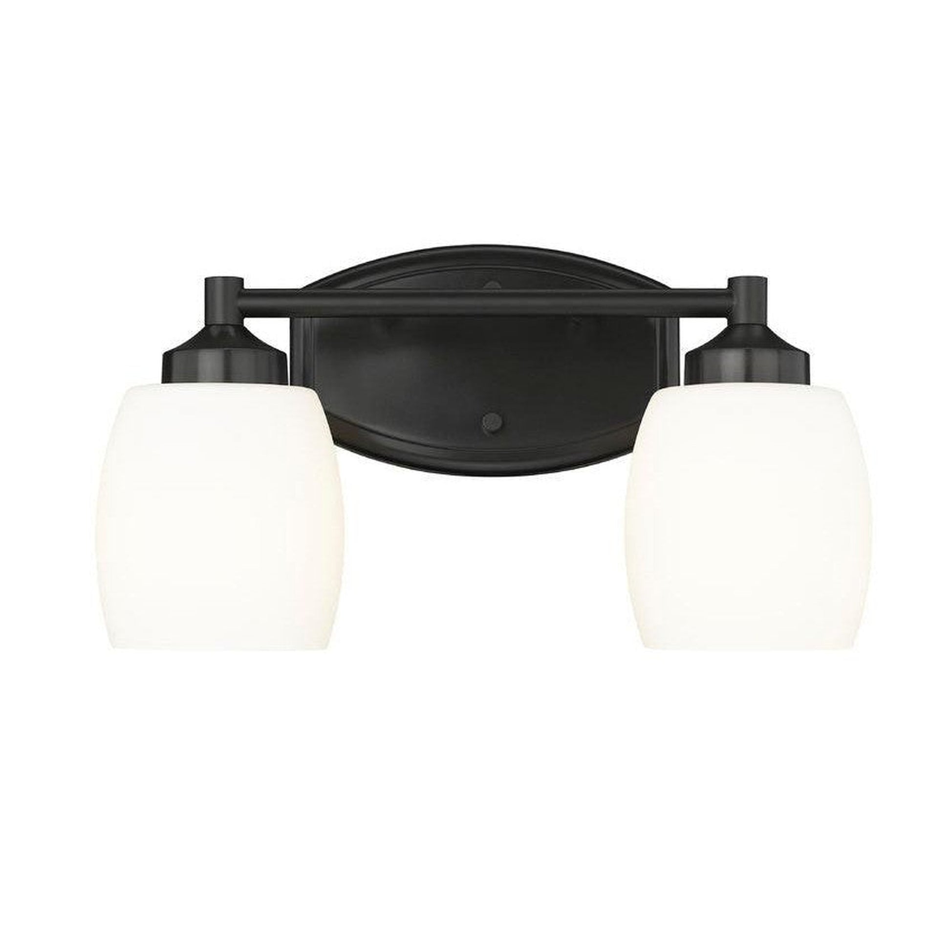 Z-Lite Kendrick 15" 2-Light Matte Black Steel Vanity Light With Matte Opal Glass Shade