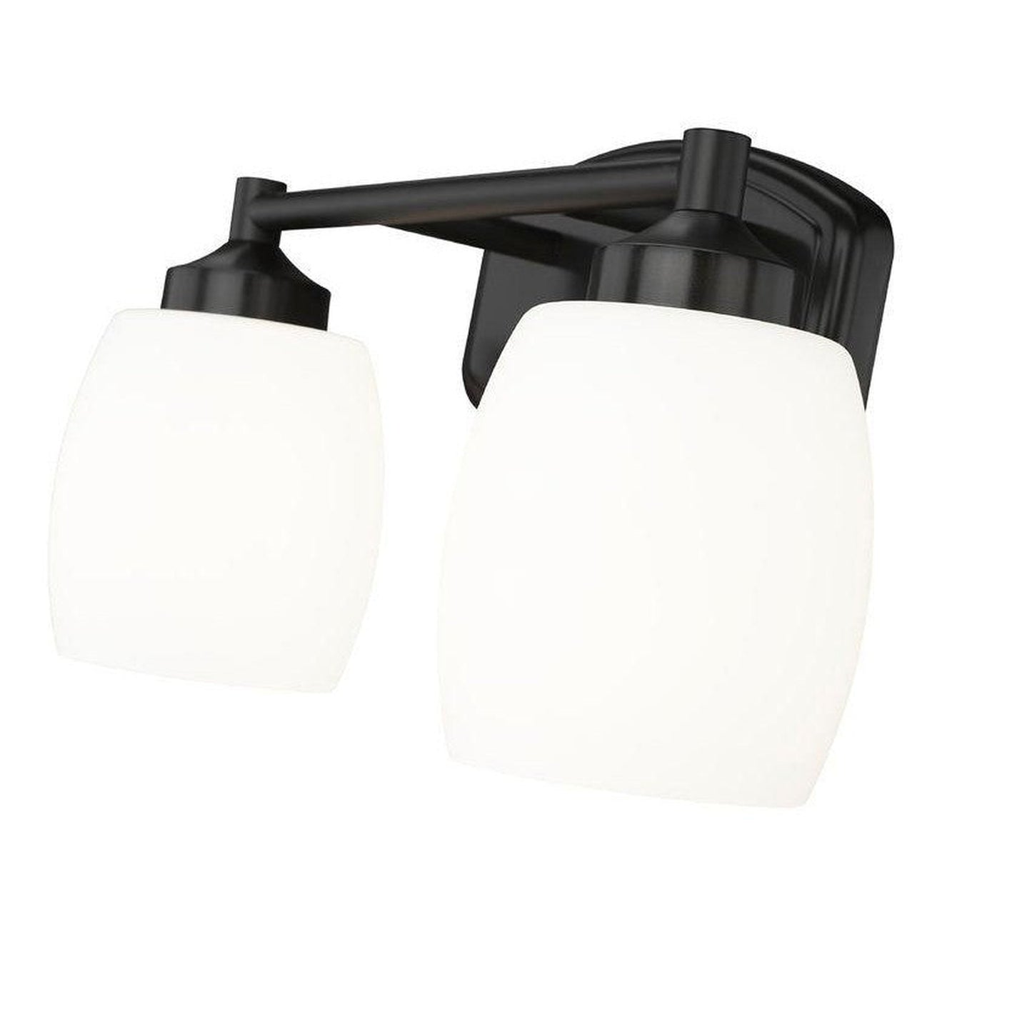 Z-Lite Kendrick 15" 2-Light Matte Black Steel Vanity Light With Matte Opal Glass Shade