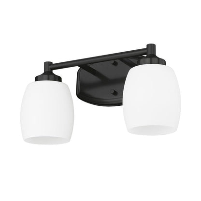 Z-Lite Kendrick 15" 2-Light Matte Black Steel Vanity Light With Matte Opal Glass Shade