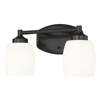 Z-Lite Kendrick 15" 2-Light Matte Black Steel Vanity Light With Matte Opal Glass Shade