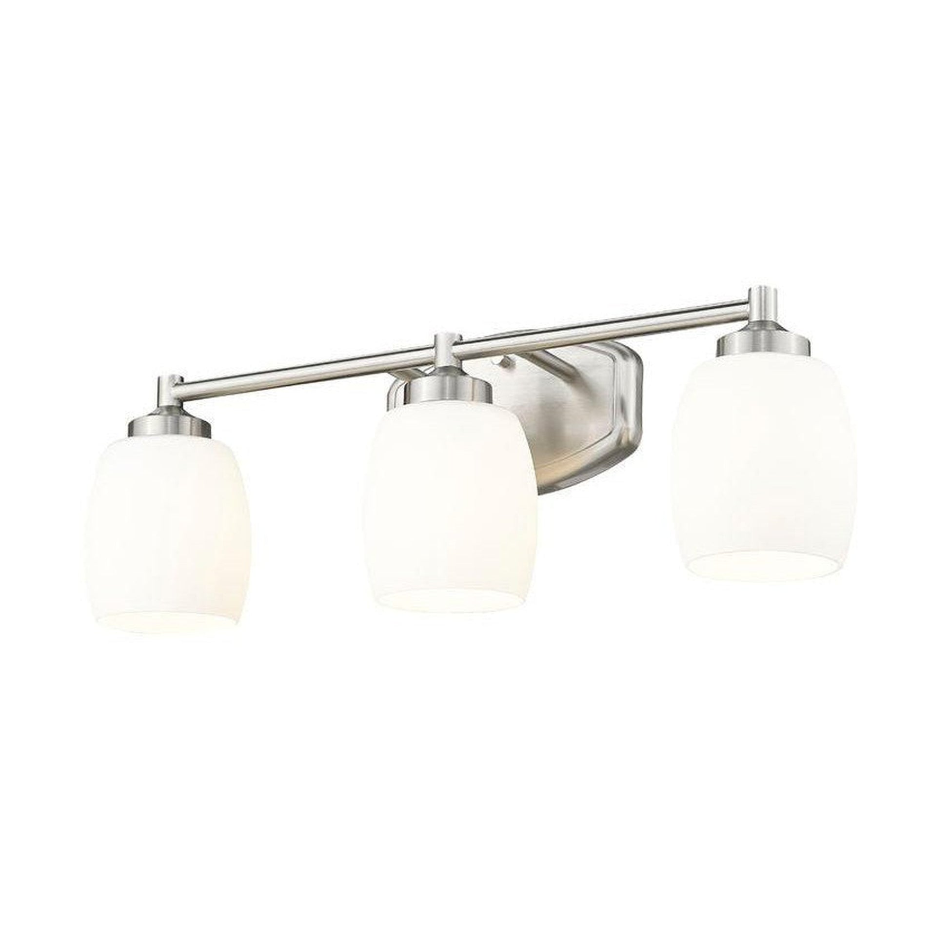 Z-Lite Kendrick 23" 3-Light Brushed Nickel Steel Vanity Light With Matte Opal Glass Shade