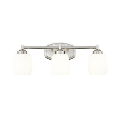 Z-Lite Kendrick 23" 3-Light Brushed Nickel Steel Vanity Light With Matte Opal Glass Shade