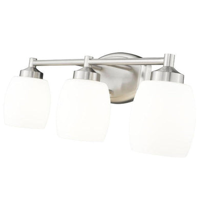 Z-Lite Kendrick 23" 3-Light Brushed Nickel Steel Vanity Light With Matte Opal Glass Shade