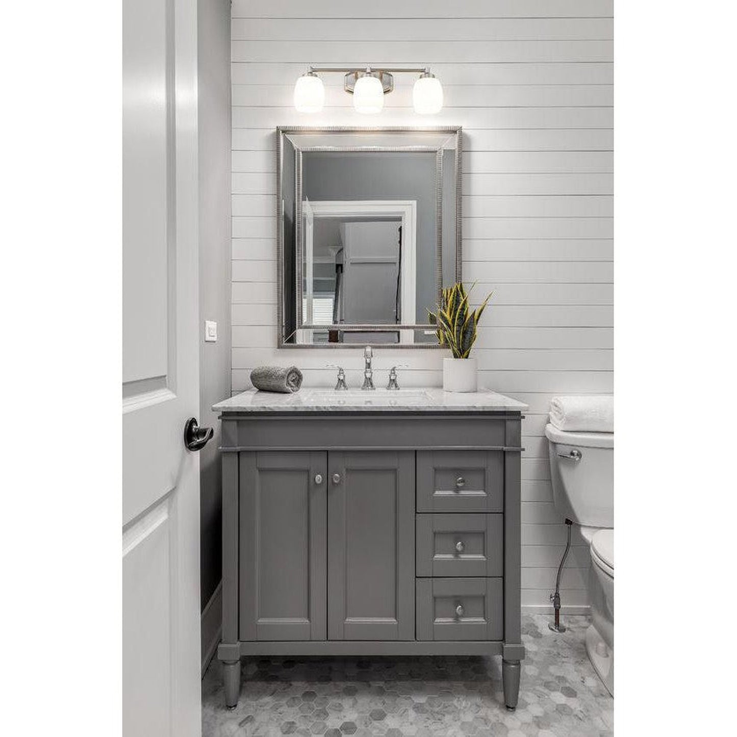 Z-Lite Kendrick 23" 3-Light Brushed Nickel Steel Vanity Light With Matte Opal Glass Shade