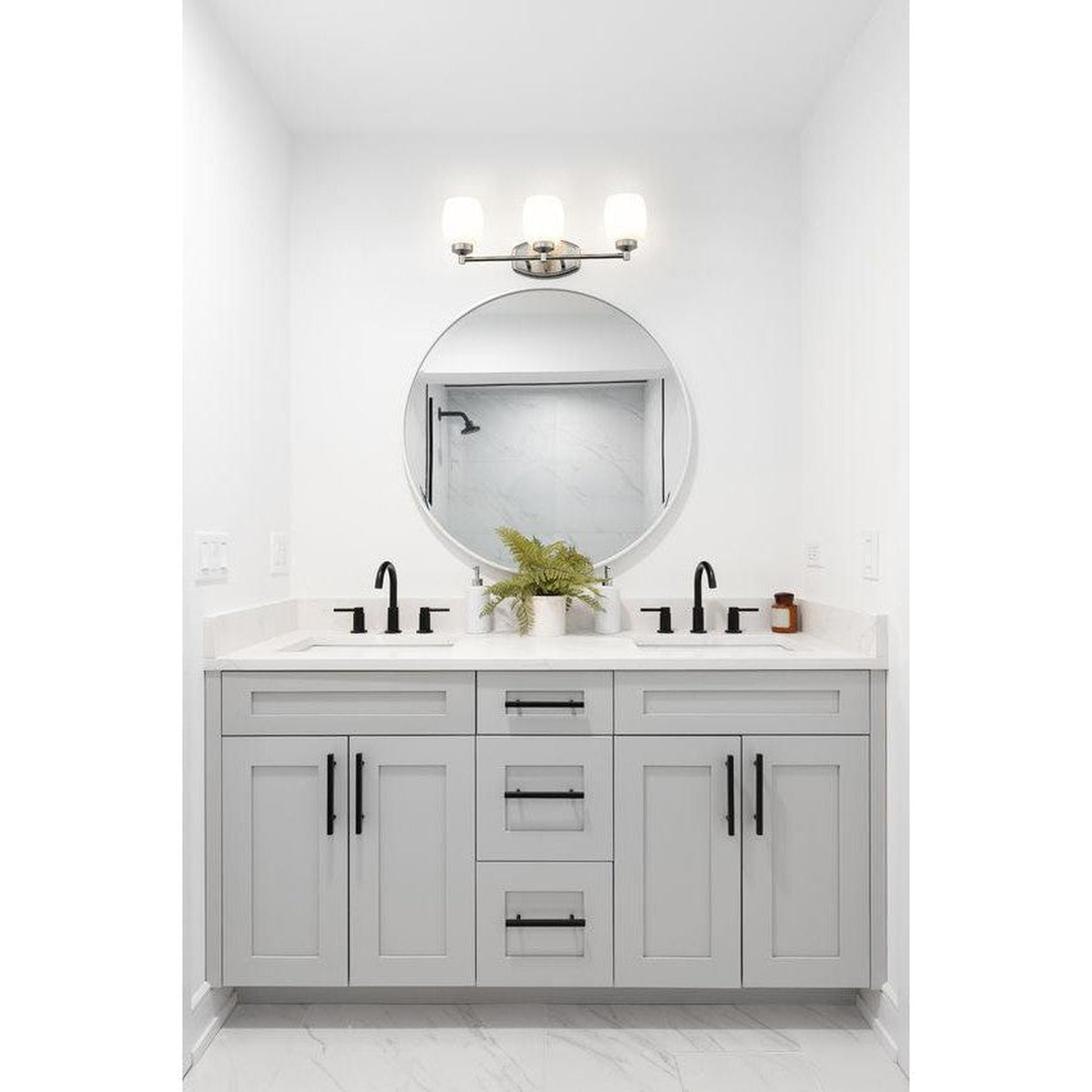 Z-Lite Kendrick 23" 3-Light Brushed Nickel Steel Vanity Light With Matte Opal Glass Shade