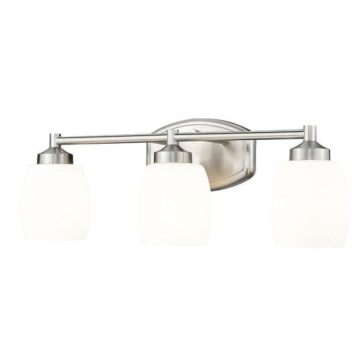 Z-Lite Kendrick 23" 3-Light Brushed Nickel Steel Vanity Light With Matte Opal Glass Shade