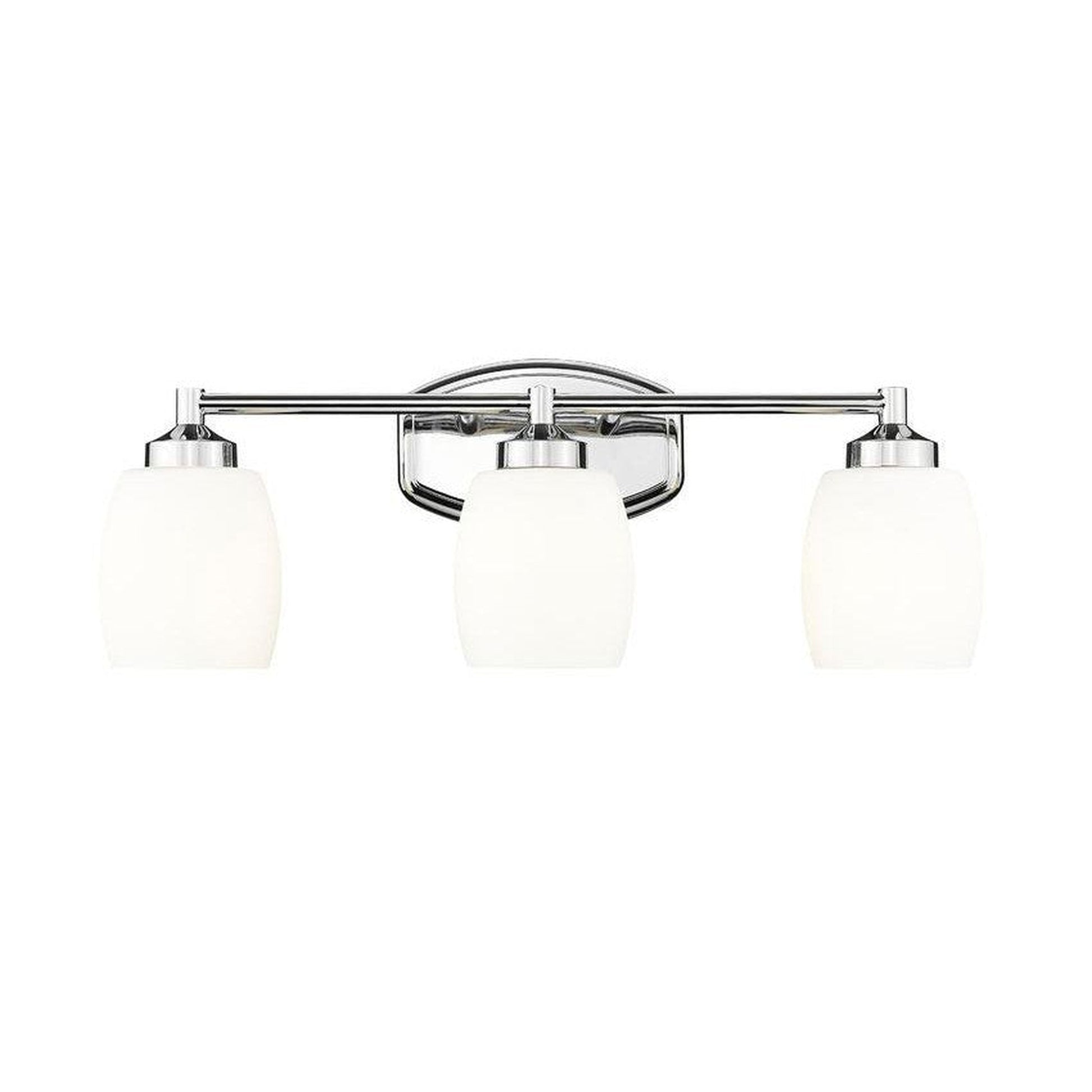 Z-Lite Kendrick 23" 3-Light Chrome Steel Vanity Light With Matte Opal Glass Shade