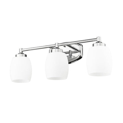 Z-Lite Kendrick 23" 3-Light Chrome Steel Vanity Light With Matte Opal Glass Shade