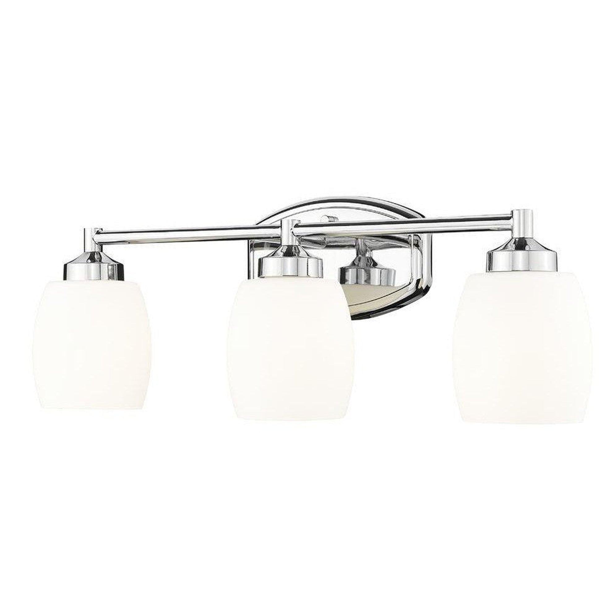 Z-Lite Kendrick 23" 3-Light Chrome Steel Vanity Light With Matte Opal Glass Shade