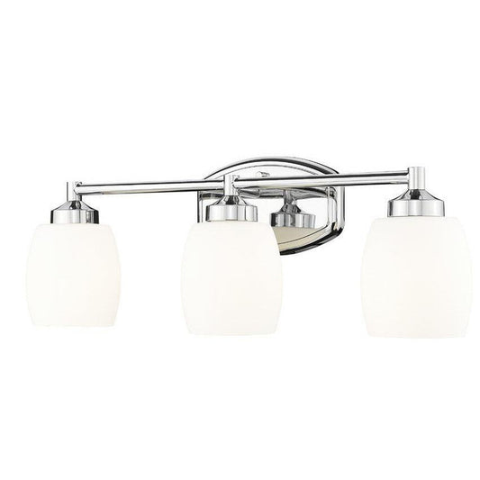 Z-Lite Kendrick 23" 3-Light Chrome Steel Vanity Light With Matte Opal Glass Shade