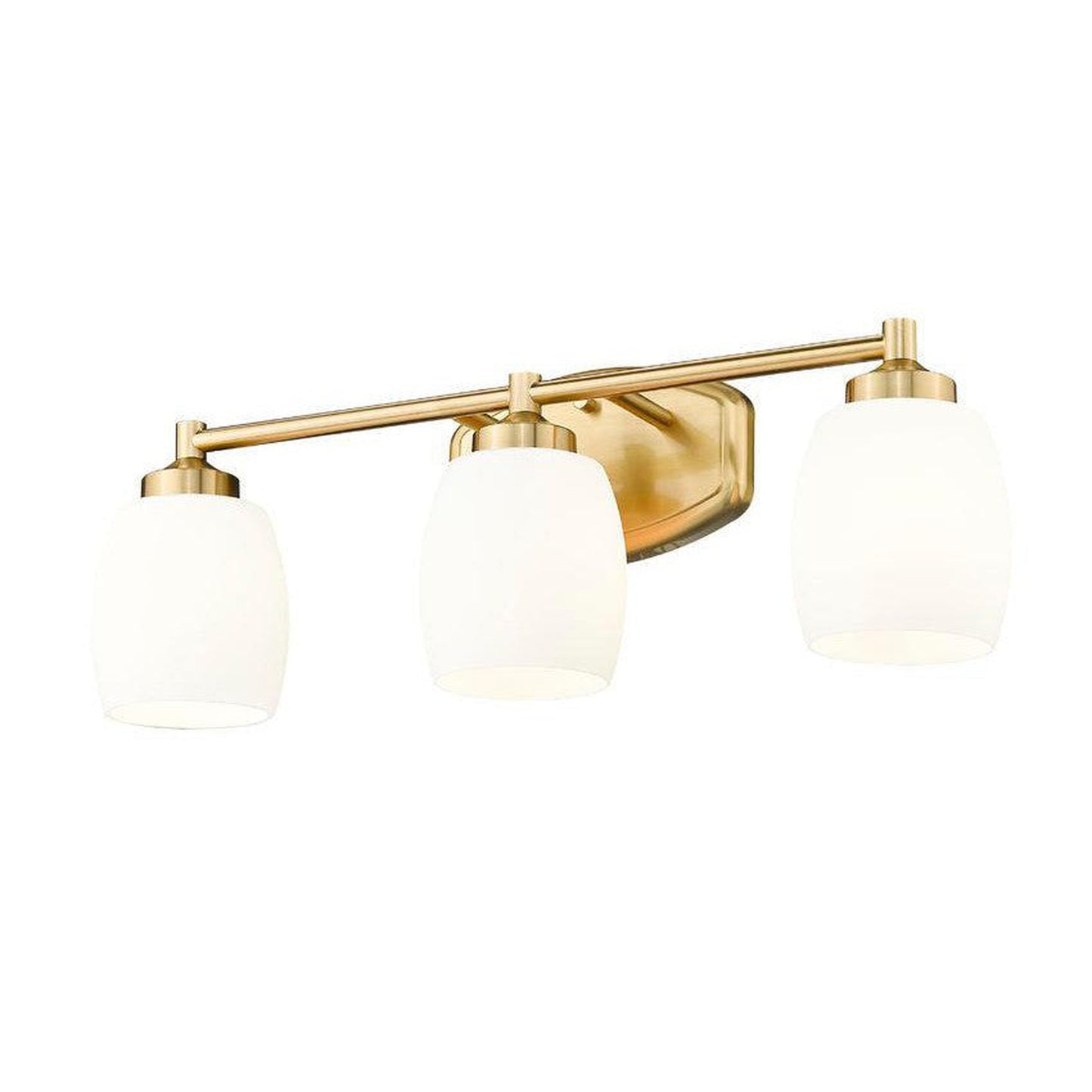 Z-Lite Kendrick 23" 3-Light Luxe Gold Steel Vanity Light With Matte Opal Glass Shade