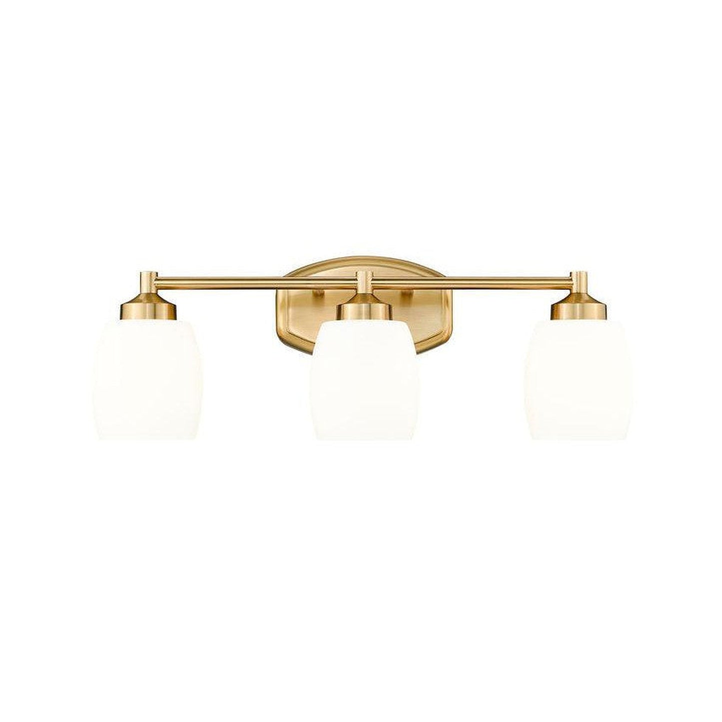 Z-Lite Kendrick 23" 3-Light Luxe Gold Steel Vanity Light With Matte Opal Glass Shade